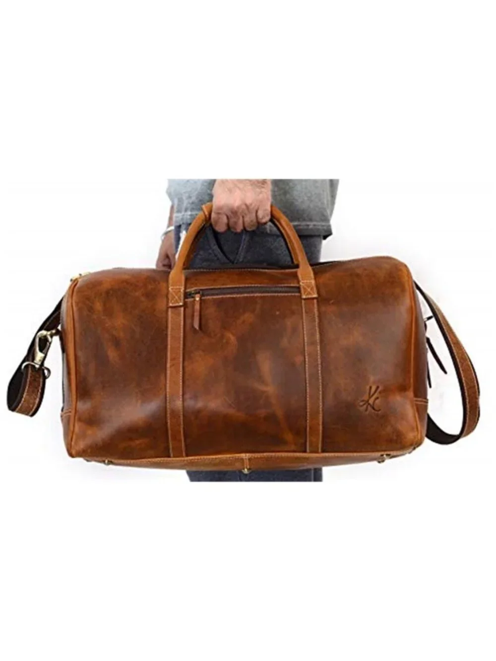 Men's Leather Duffle Bag Travel Overnight Weekend Duffel Bag